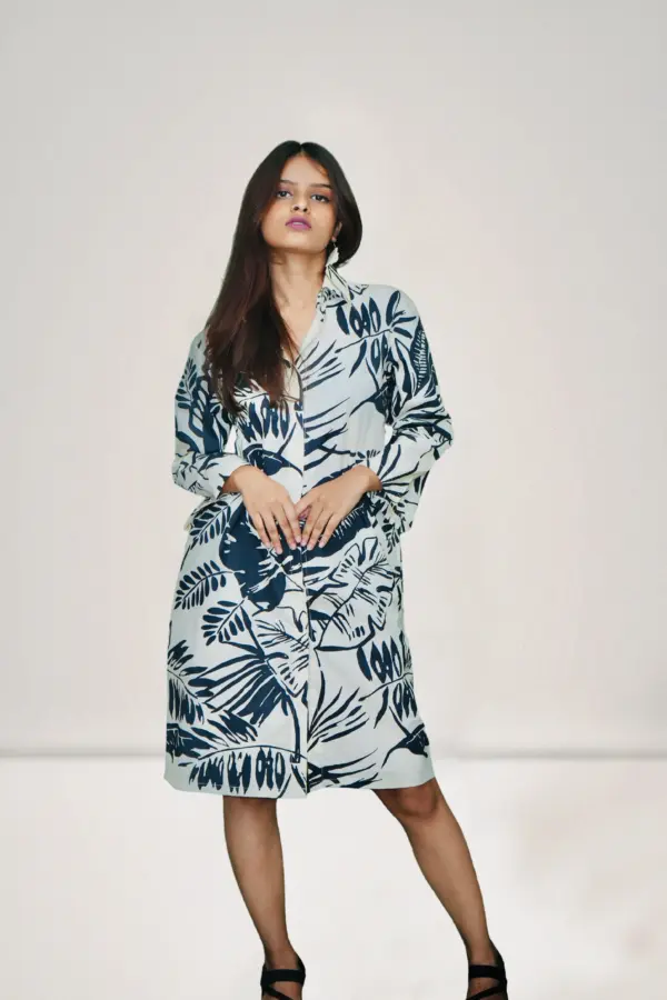 Botanoir Kia Shirt – 100% Cotton Palm Leaf Print Shirt for Resort & Everyday Wear
