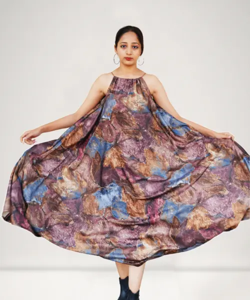 Stone Whisper Dress – Nature-Inspired Cotton Blend Dress for Beach Vacation and Travel