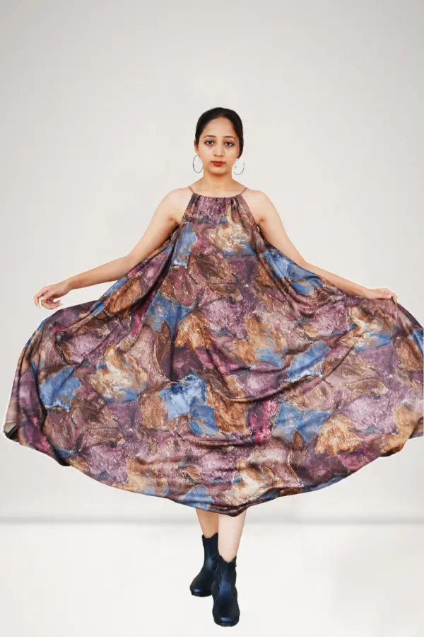 Stone Whisper Dress – Nature-Inspired Cotton Blend Dress for Beach Vacation and Travel