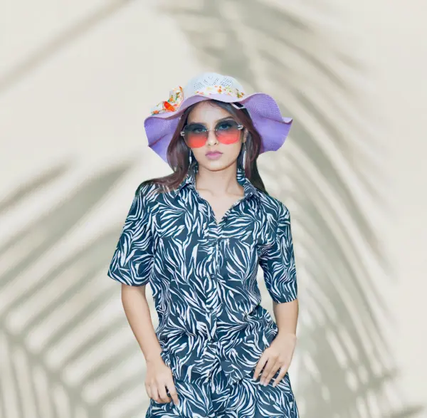 Raaya Top – 100% Cotton Women’s Vacation Shirt with Eucalyptus Print