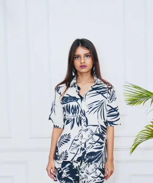 Radiance Top – Tropical Palm Leaf Print Cotton Vacation Top